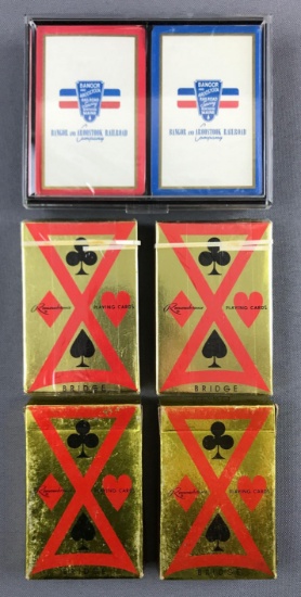Group of 6 Vintage railway playing cards