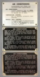 Group of 3 Vintage air conditioning placards from train cars