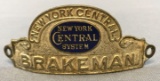 Vintage New York Central brakeman hat badge