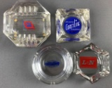 Group of 8 vintage railroad line glass ashtrays