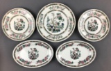 Group of 5 vintage Indian Tree pattern railroad plates