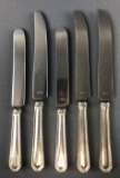 Group of 5 vintage railroad flatware knives