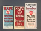 Group of 3 Antique Pennsylvania Railroad Lines maps