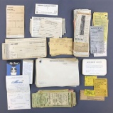 Group of vintage railroad tickets, forms and more