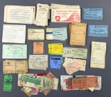 Group of vintage railroad train tickets, forms and more