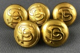 Group of 5 vintage SPRR uniform buttons
