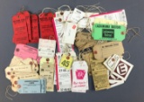 Group of vintage railroad claim checks, tags and more