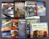 Group of 9 railroad books, zephyr and more