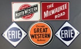Group of 5 reproduction railroad signs