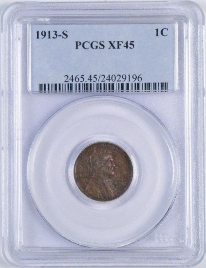 1913 S Lincoln Wheat Cent (PCGS) XF45.