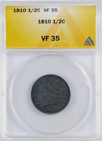 1810 Classic Head Half Cent (ANACS) VF35.