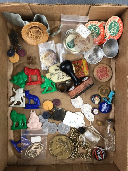 Group of 30+ miscellaneous pieces ? medallions, milk caps, and more