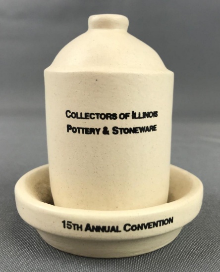 Miniature stoneware chicken waterer from Collectors of Illinois Pottery and Stoneware 15th Annual
