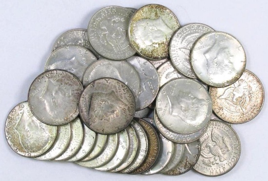 Group of (34) 40% Silver Kennedy Half Dollars.