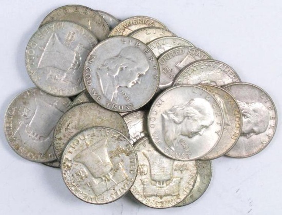 Group of (24) Franklin Silver Half Dollars.