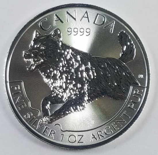 2018 Canada Silver Wolf Predator Series 1oz. .9999 Fine Silver.