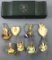 Group of antique homemade Christmas ornaments in jewelry box