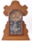 Antique Ansonia Clock Co. Oak Kitchen Clock with Ornate Cravings