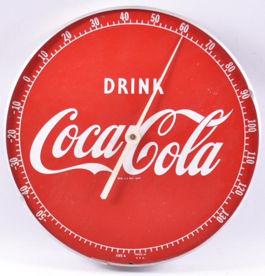 Vintage Coca-Cola Advertising Metal Thermometer