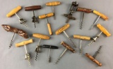 Group of 16 Vintage Wooden Handled Cork Screws and more