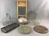 Group of 8 Vintage/Antique Wire Baskets and more