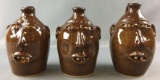 Group of 3 Vintage Conner Prairie Face Jugs