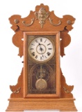 Antique Oak Kitchen Clock with Ornate Decor