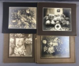 Group of 4 antique funeral photographs of flowers