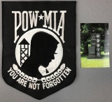 POW MIA patch and postcard