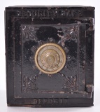 Antique Security Safe Deposit Cast Iron Coin Bank