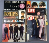 Group of vintage Beatles albums and magazines