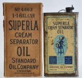 Antique Standard Oil Superla Cream Separator Advertising Oil Can with Original Box