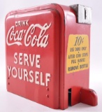 Vintage Coca-Cola Embossed Metal Serve Yourself Advertising Vending Machine Cover