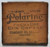 Antique Standard Oil Polarine Pressure Gun Grease Advertising Wood Crate