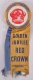 1939 Standard Oil Golden Jubilee Red Crown Pinback and Ribbon