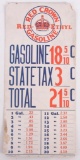 Antique Red Crown Gasoline Cardboard Price Calculator Sign
