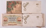 Group of 4 Antique Standard Oil Birthday and Christmas Candles with Original Boxes