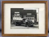 Framed vintage photograph Amoco gas