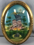 Vintage reverse painted framed glass patriotic artwork