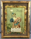 Framed patriotic antique calendar from 1902