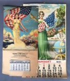 Group of 2 vintage 1940s patriotic calendars