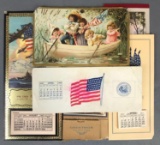 Group of 6 vintage 1940s patriotic calendars and more