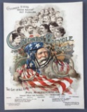 Antique Columbia Bicycle Faces Christmas lithograph poster