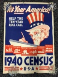 Vintage 1940 Census poster with Uncle Sam