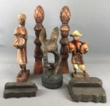 Group of 7 pieces primitive carved wood and more