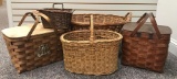 Group of 5 wicker and picnic baskets