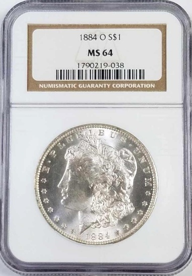 1884 O Morgan Silver Dollar (NGC) MS64.