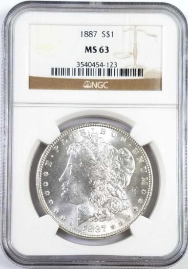 1887 P Morgan Silver Dollar (NGC) MS63.