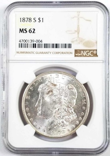 1878 S Morgan Silver Dollar (NGC) MS62.