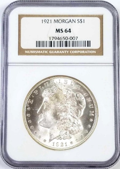 1921 P Morgan Silver Dollar (NGC) MS64.